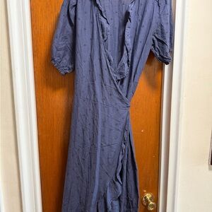 Old Navy Navy Poplin Wrap Dress